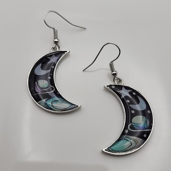 Boho Crescent Moon Earrings - Picture 3 of 5